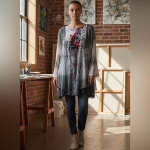 Women’s renaissance festival GrayTunic Top artsy art to wear size M